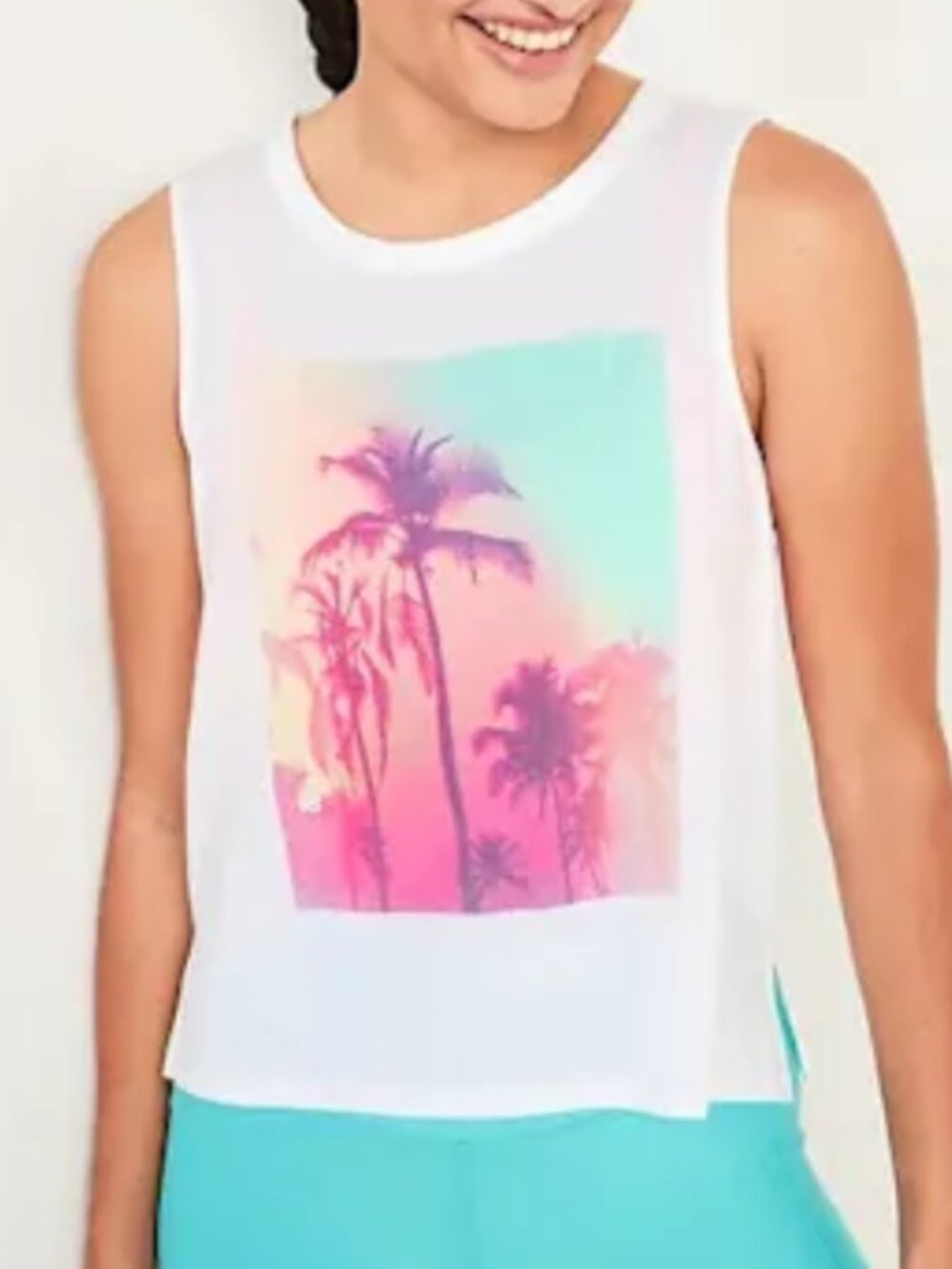 Old Navy tank top white palm tree size small